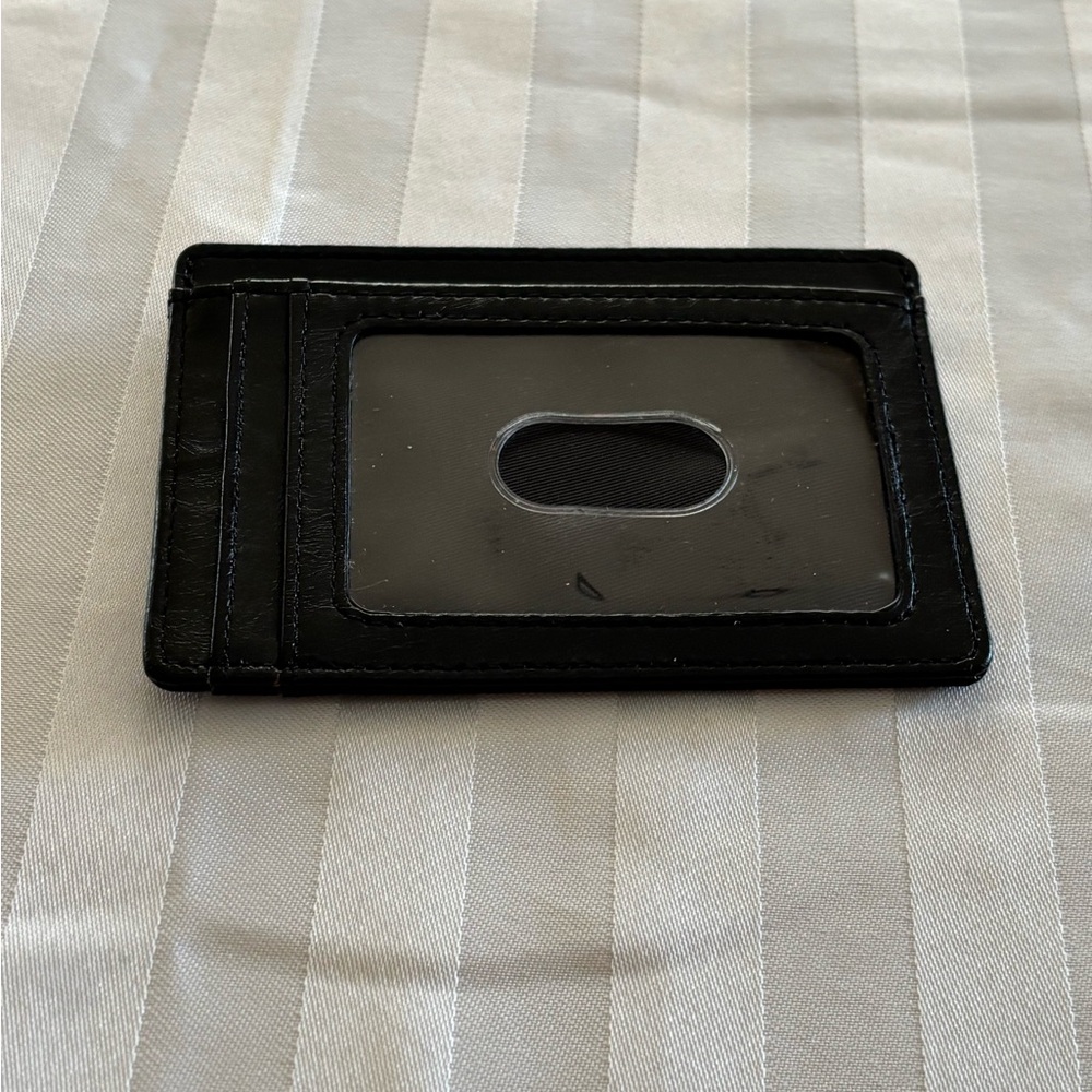 Buffway Mens Black Wallet With ID Window (Good Condition)